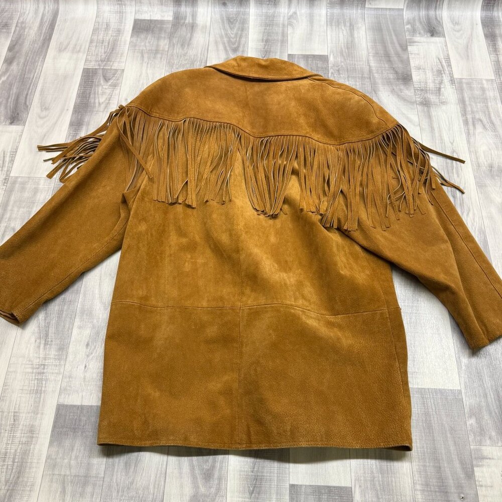 ✅Mens L VTG Speigel Catalog 70's Fringe Suede Jacket Western Blazer Cowboy Ranch - Picture 10 of 12